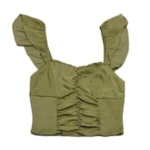 Free People Satin Ruffle Smocked Crop Top